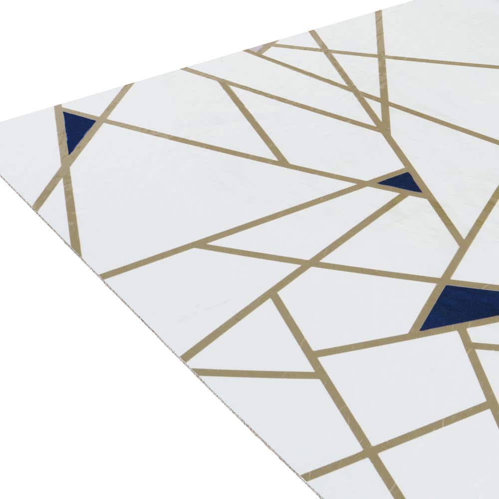 Edge Pattern Blue and Cream 12-Inch Vinyl Floor Tiles