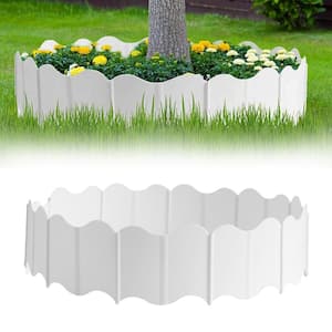 5.5 in. H x 6.3 in. W White Garden Edging Wave Style Plastic Border Fence (20 pieces)