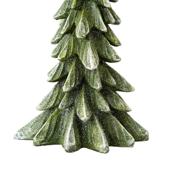 Berries & Glitter ~~17" Tall~~ Gerson Green Resin Christmas Tree with Pinecones 