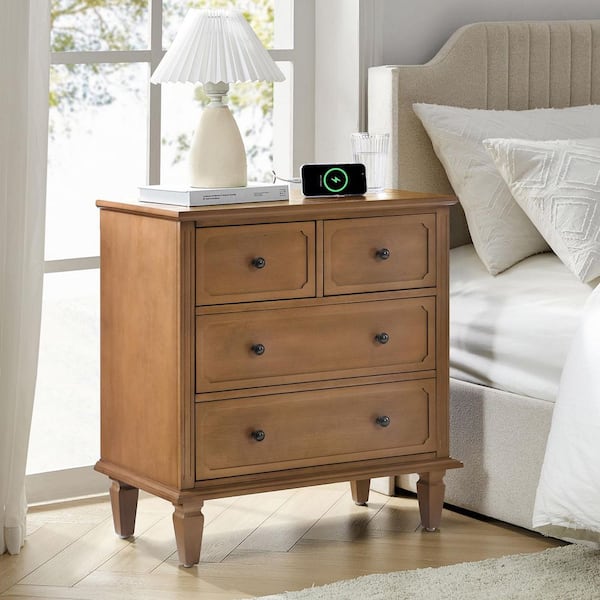 Jovina Acorn 30 in. W 4-Drawer Accent Chest with Built-in Divider Tray and Charging Station