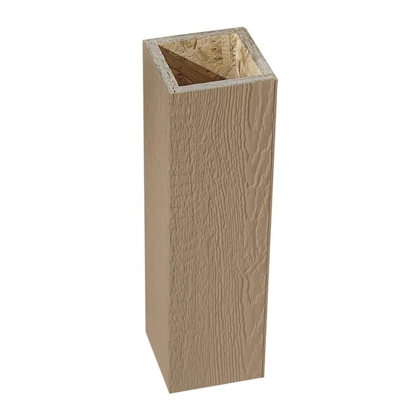 DIAMOND KOTE 6 in. x 6 in. x 12 ft. French Gray Woodgrain Composite Prefinished Pro-Post Trim Wrap with Glue Column Kit