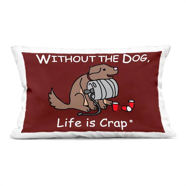 Stupell Industries Funny Dog and Keg Red Print Polyester 14 in. x 20 in. Throw Pillow