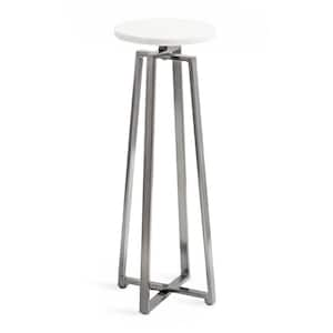 Zia 9 in. Pewter Round Marble End Table