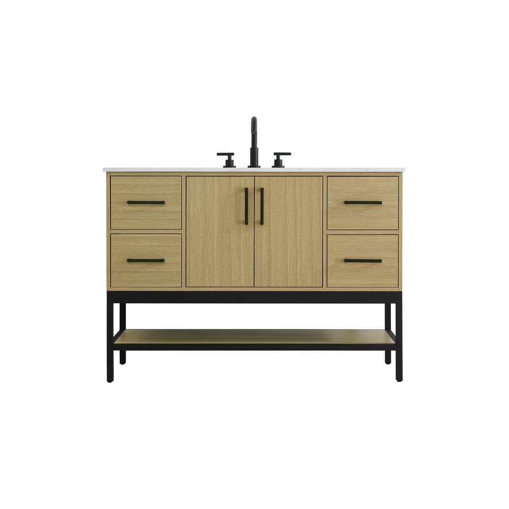 48 in. Single Sink Honey Brown Bath Vanity with White Engineered Marble Top price history on PriceWatchPro