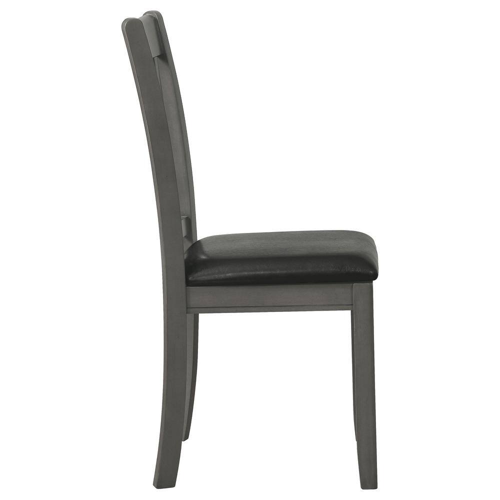 Black Faux Leather Upholstered Side Chair with Gray Wood Frame