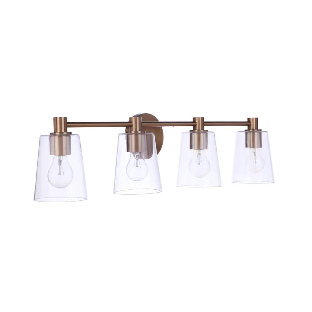 Emilio 32.75 in. 4 Light Satin Brass Finish Vanity Light with Clear Glass Shade price history on PriceWatchPro