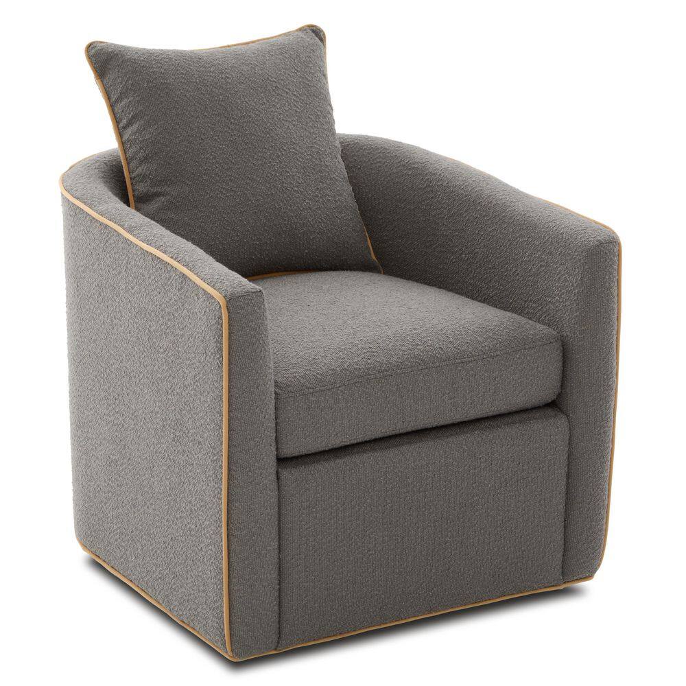 Sovren Modern Light Grey Polyester Fabric Upholstered Barrel Swivel Accent Arm Chair with Pillow price history on PriceWatchPro