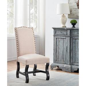 Beca Dark Brown and Cream Set of 2 Upholstered Accent Chairs