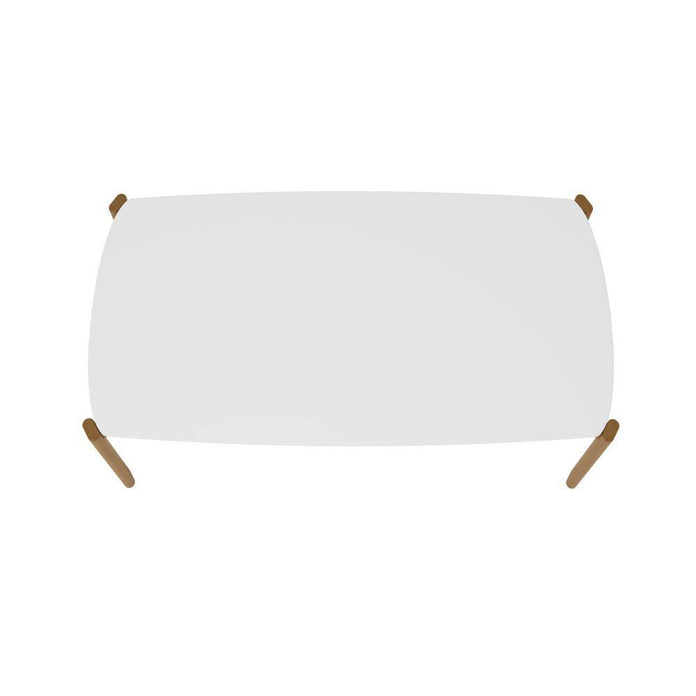 Matte White Rectangular Dining Table with Eucalyptus Wood Legs