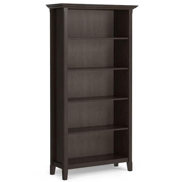 Amherst 70 in. H Hickory Brown Solid Wood 5-Shelf 36 in. 5 Shelf Bookcase