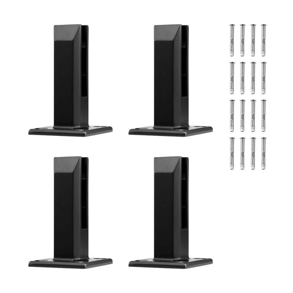 Glass Clamp, 6.3 in. H x 3.94 in. W, Black, Steel, 4 PCS Square Railing Bracket for 0.31 in.-0.47 in., Stair Railing Kit price history on PriceWatchPro