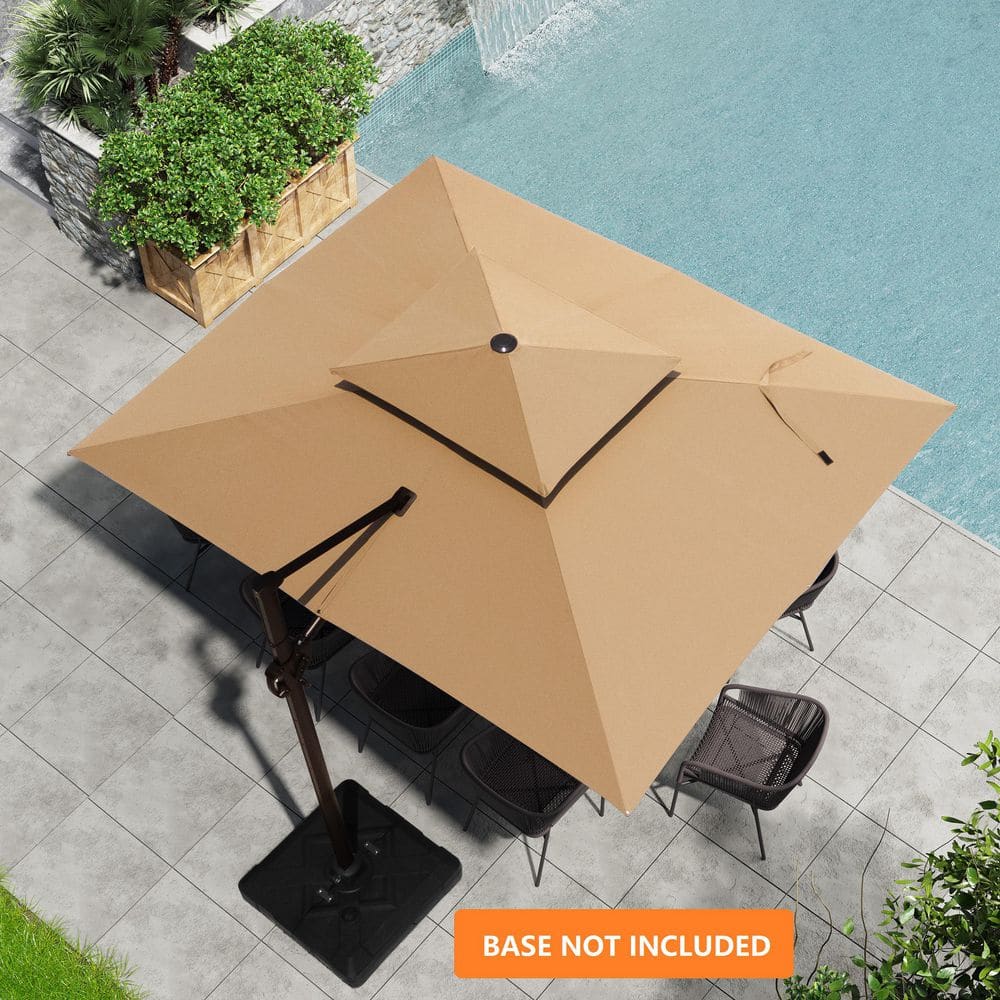 Double Top 9 ft. x 11.5 ft. Aluminum 360° Rotation Cantilever Tilt Patio Umbrella in Tan with No Base price history on PriceWatchPro