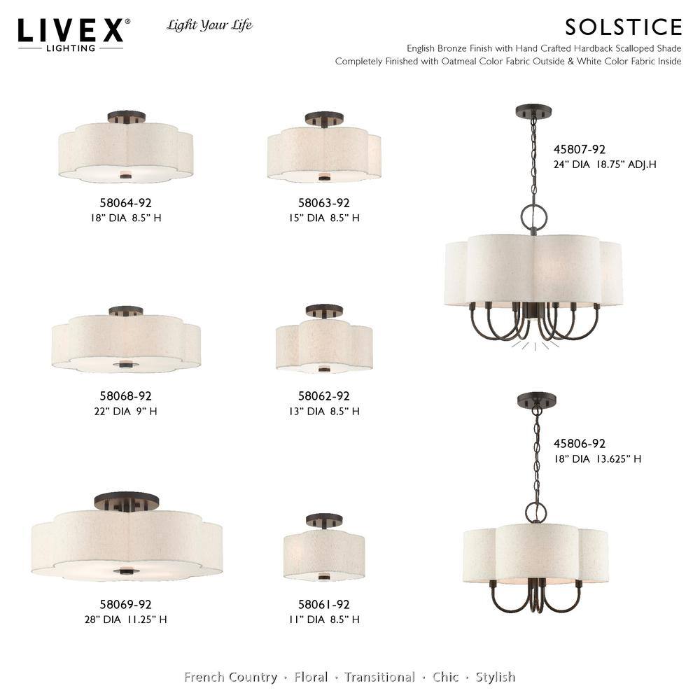 Solstice English Bronze 2-Light LED Drum Semi-Flush Mount