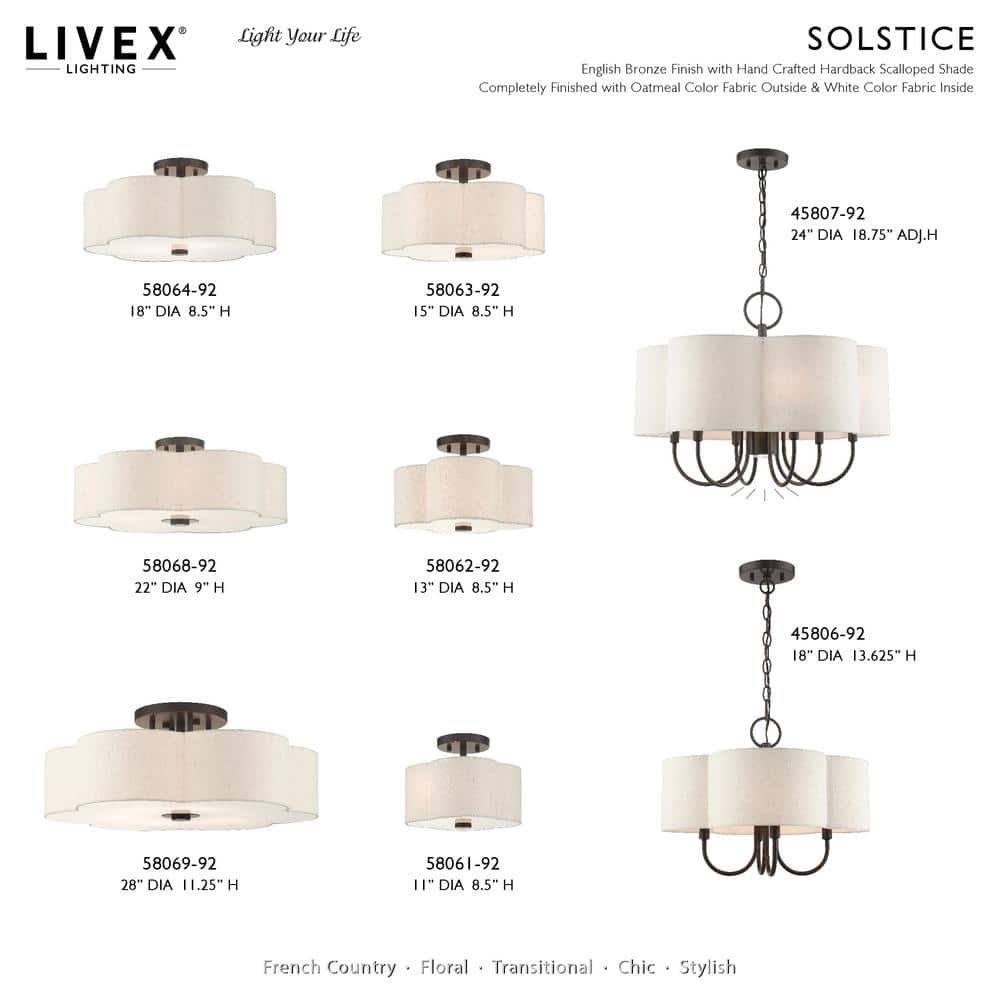 Solstice English Bronze 6-Light Indoor/Outdoor Semi-Flush Mount