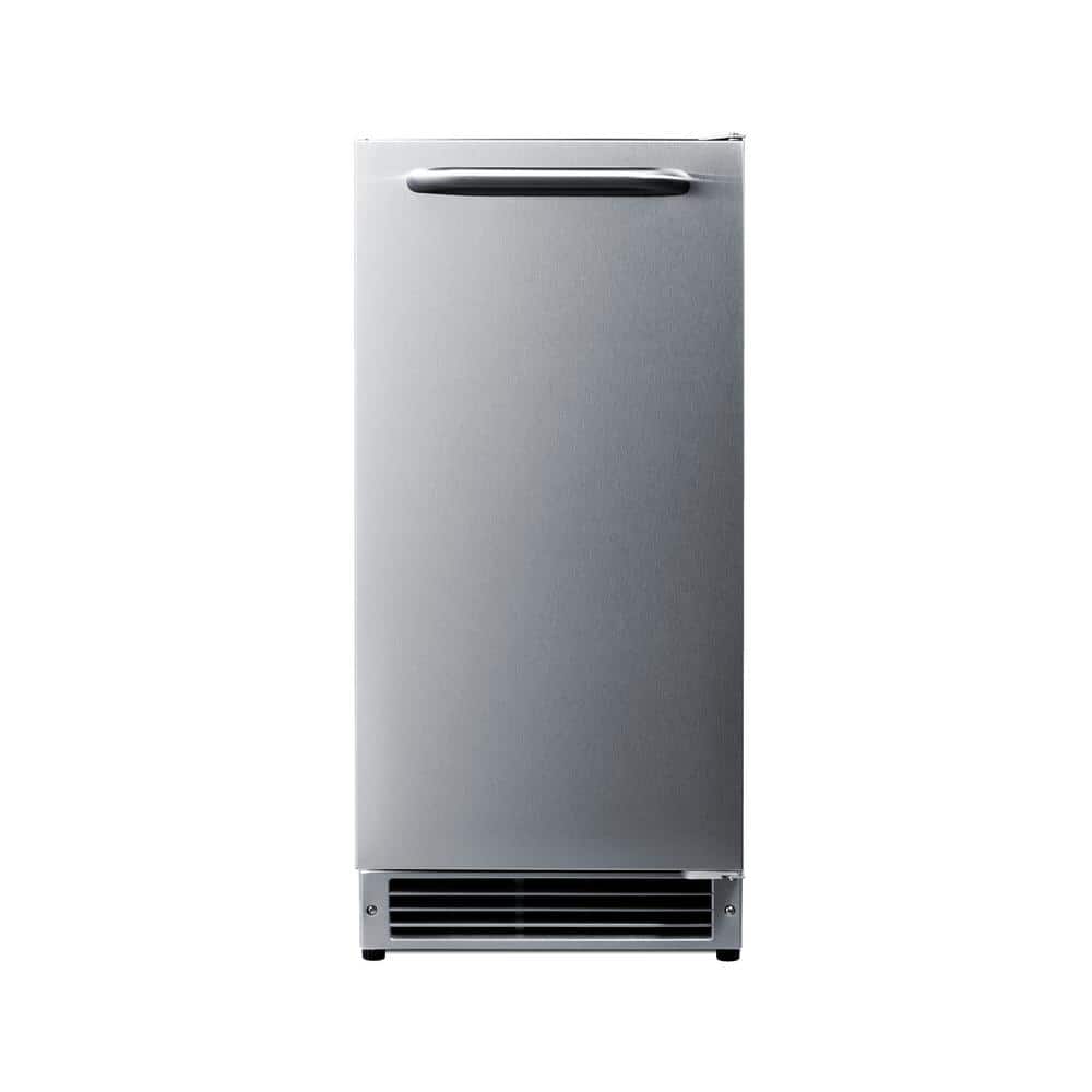 15 in. 25 lbs. Outdoor Built-In No-Drain Icemaker in Stainless Steel