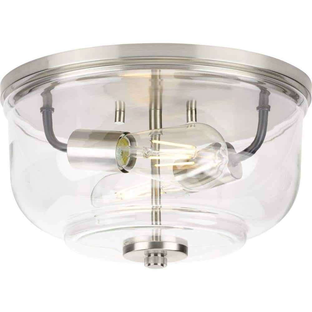 Progress Lighting Rushton 2-Light Brushed Nickel Clear Glass Industrial ...