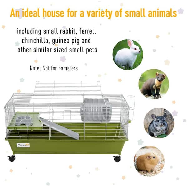 PawHut Small Animal Cage, Metal Ferret Cage, Chinchilla Play House, with  Rolling Casters, 2 Doors, Hammock - 33 in. H D51-226 - The Home Depot