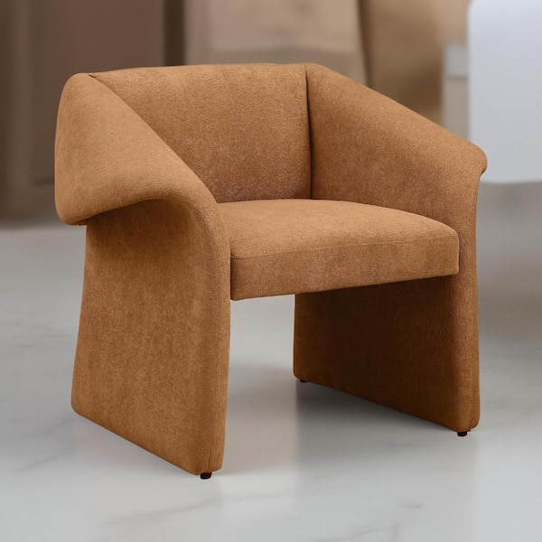 Benjara Allena Honey Orange Fabric Accent Chair with Sloped Arms