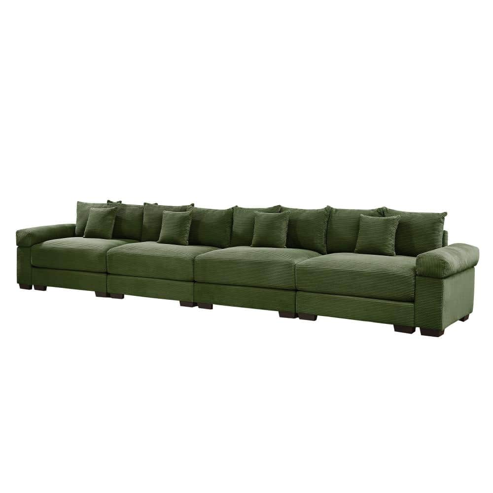 170 in. Cloud Modular 4-piece Corduroy Sectional Sofa with Extra-Wide Armrests and Ottoman in Green price history on PriceWatchPro