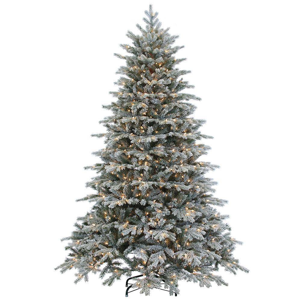 pre lit flocked christmas tree
