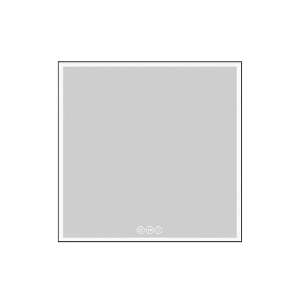 36 in. W x 36 in. H Rectangular Aluminum Framed LED Light with 3-Color and Anti-Fog Wall Mount Bathroom Vanity Mirror