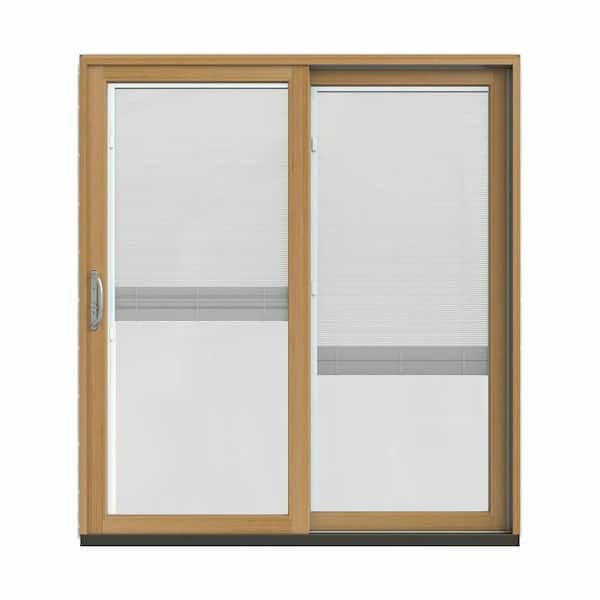 JELD-WEN 72 in. x 80 in. W-2500 Contemporary Black Clad Wood Right-Hand Full Lite Sliding Patio Door w/Stained Interior