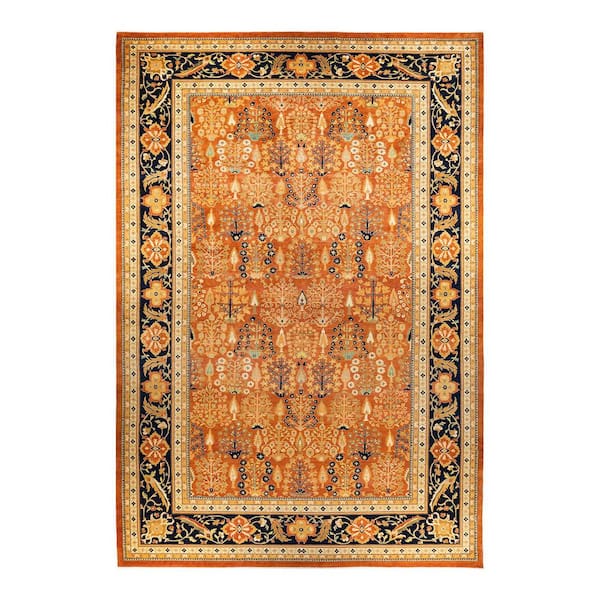 Eclectic Brown 12 ft. x 18 ft. Oriental Wool Indoor Area Rug
