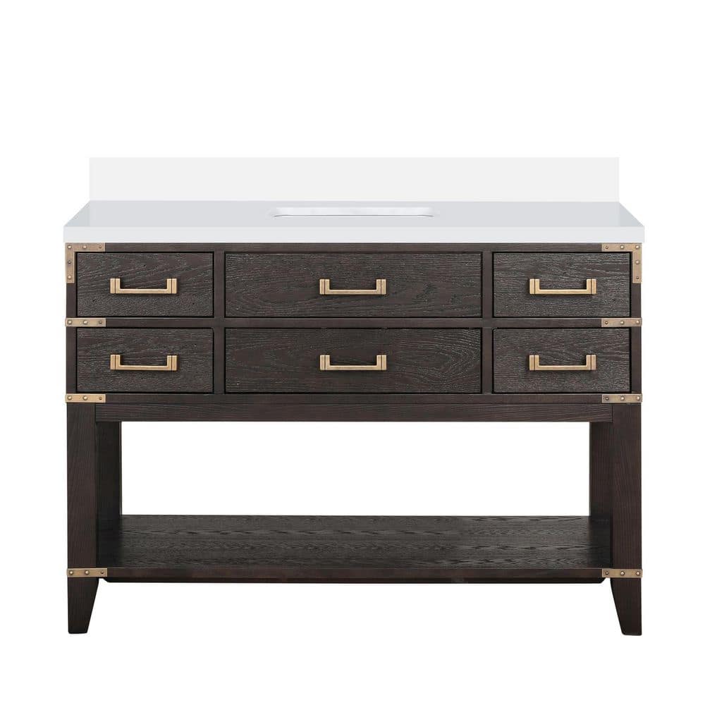 Irvington 48 in W x 22 in D Brown Oak Single Bath Vanity with Cultured Marble Top price history on PriceWatchPro