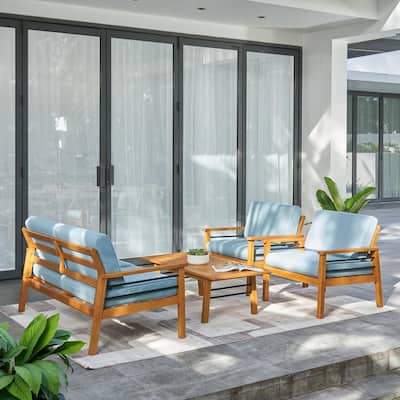Vifah Outdoor Lounge Furniture, Light Blue Outdoor Patio Cushions