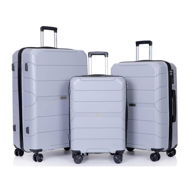 3 Piece Expandable Luggage Sets, ABS Hard-shell Nested Trolley Suitcase Set  with Spinner Wheels and TSA lock for Travel, Business, 20 / 24 / 28,  Light Blue 