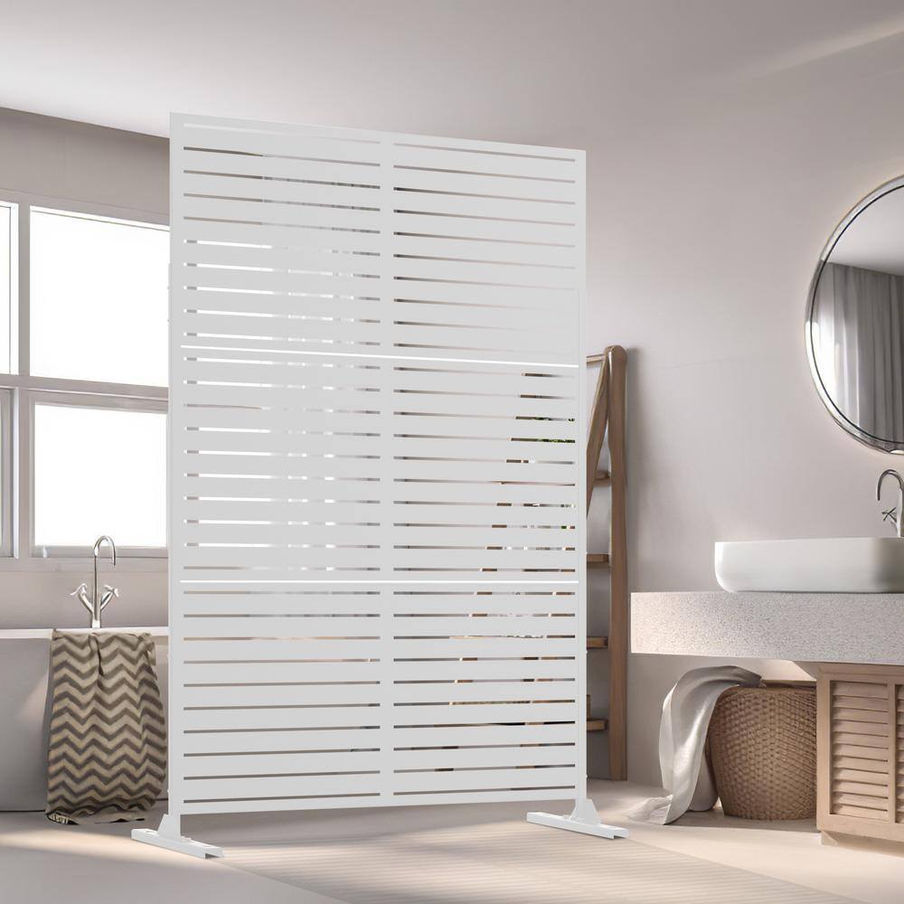 72 in. x 47 in. Outdoor Metal Privacy Screen Garden Fence in Louver Pattern