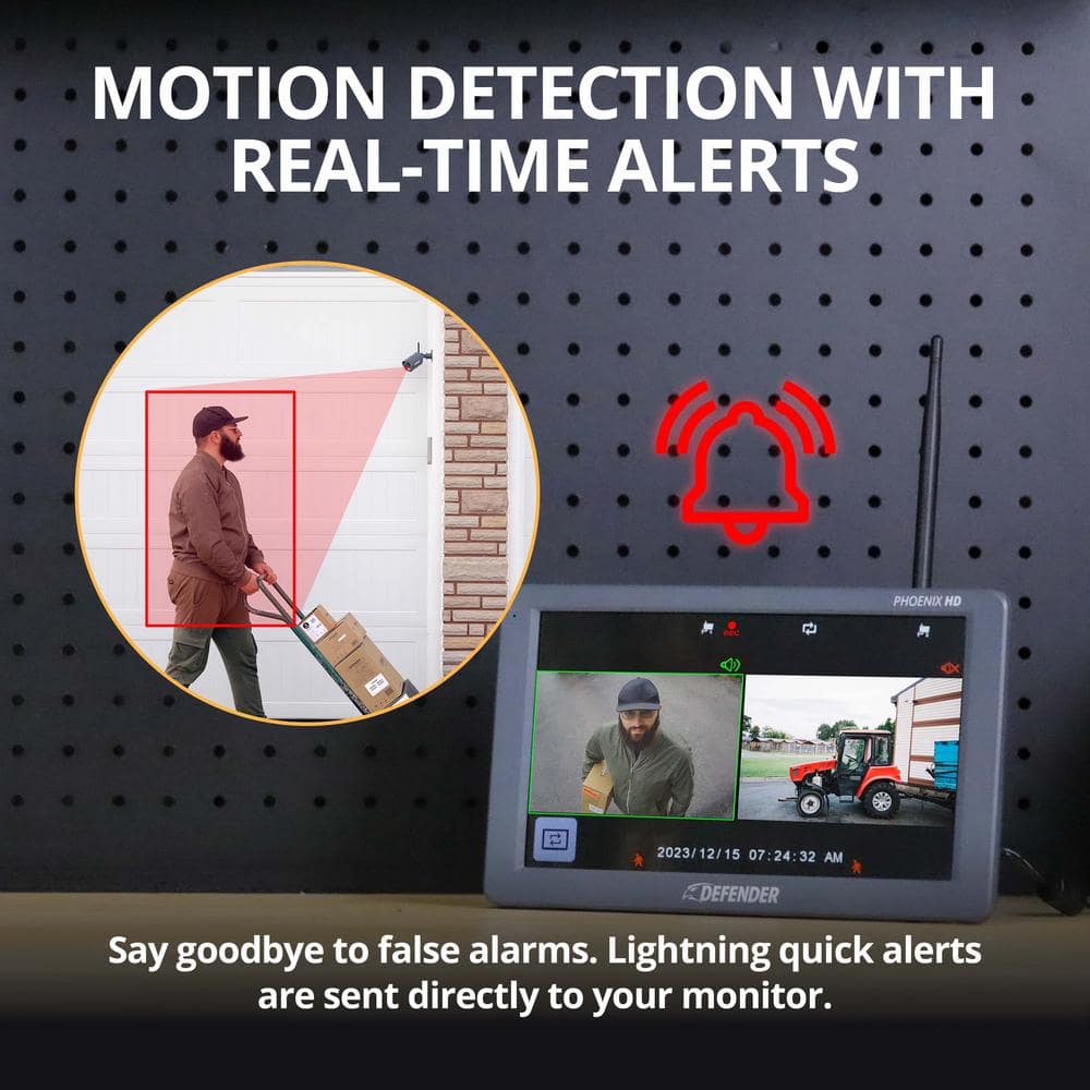 PHOENIXHD Non-WiFi Plug-in Power Security System with 10.1” HD Monitor & 4 Cameras