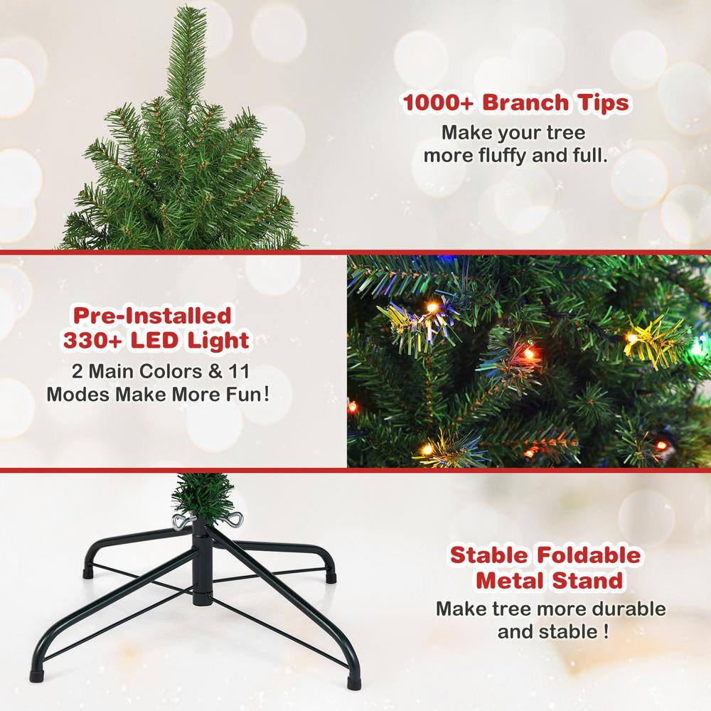 6 FT Pre-Lit Multicolor LED Artificial Christmas Tree with Metal Stand