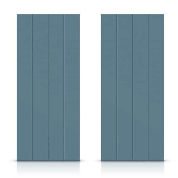 CALHOME 84 in. x 96 in. Hollow Core Dignity Blue Stained Composite MDF Interior Double Closet Sliding Doors