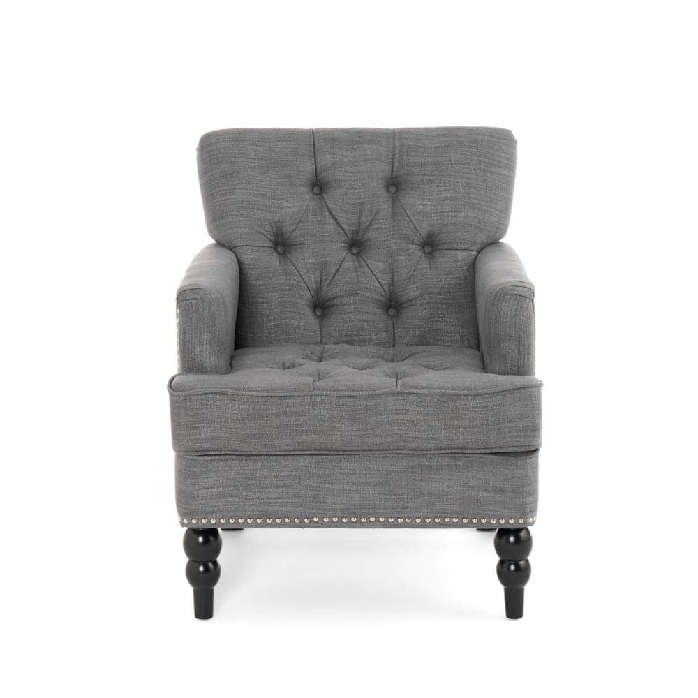 Harrison Tufted Club Chair 28 in. Charcoal Fabric Accent Arm Chair with Cushion Assembly Required price history on PriceWatchPro