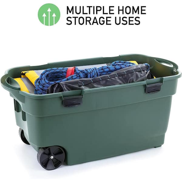 Rubbermaid ECOSense 40 Gal Wheeled Storage Totes w/ Lids, Eco Green, 2-Pack  RMRT450005 - The Home Depot