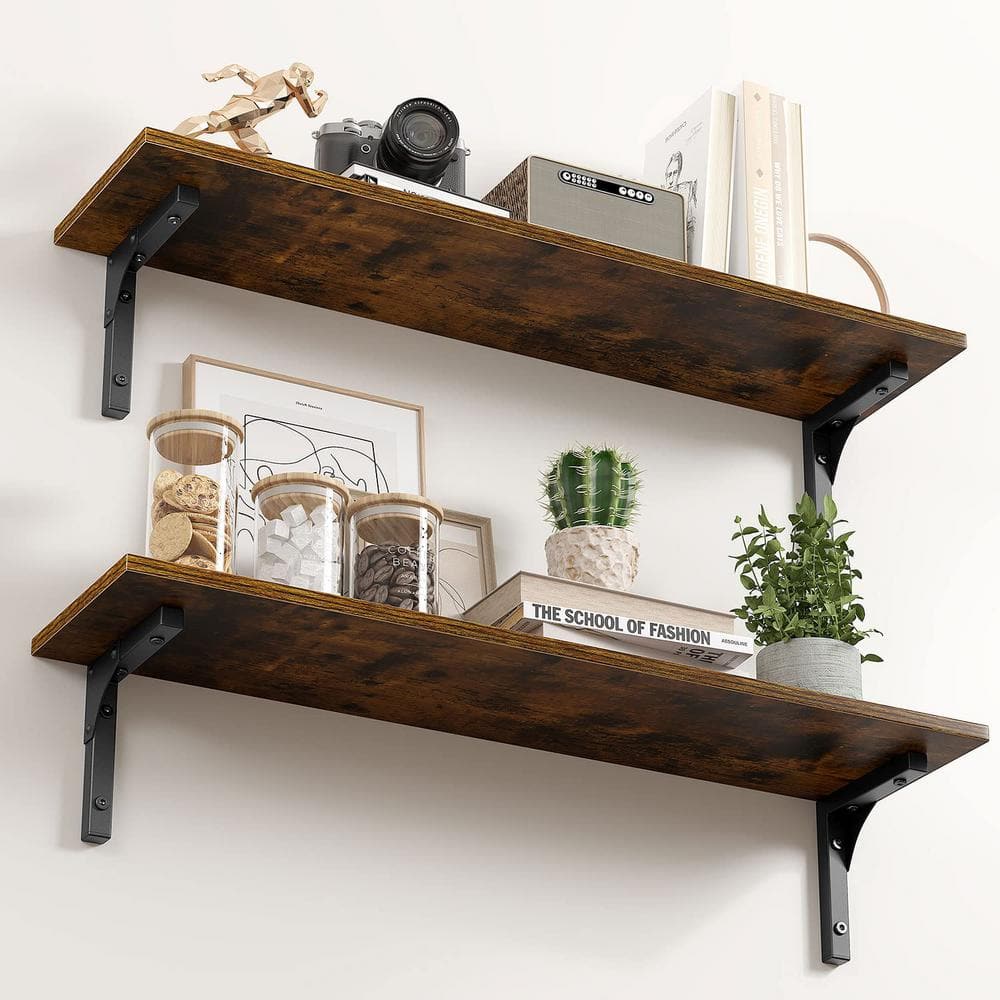 31.5 in. Large Floating Shelves Wood for Wall, Set of 2-Wider Floating Wall  Shelves for Wall Decor PUXPXG - The Home Depot