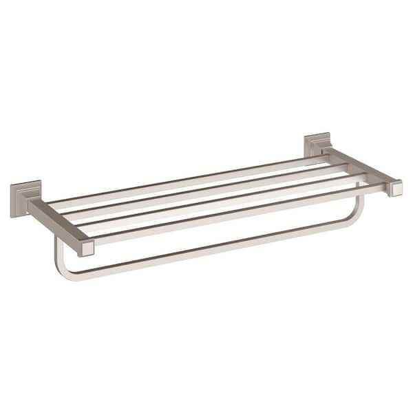 American Standard TS Series 24 in. Wall Mounted Towel Shelf with Single Towel Bar in Brushed Nickel