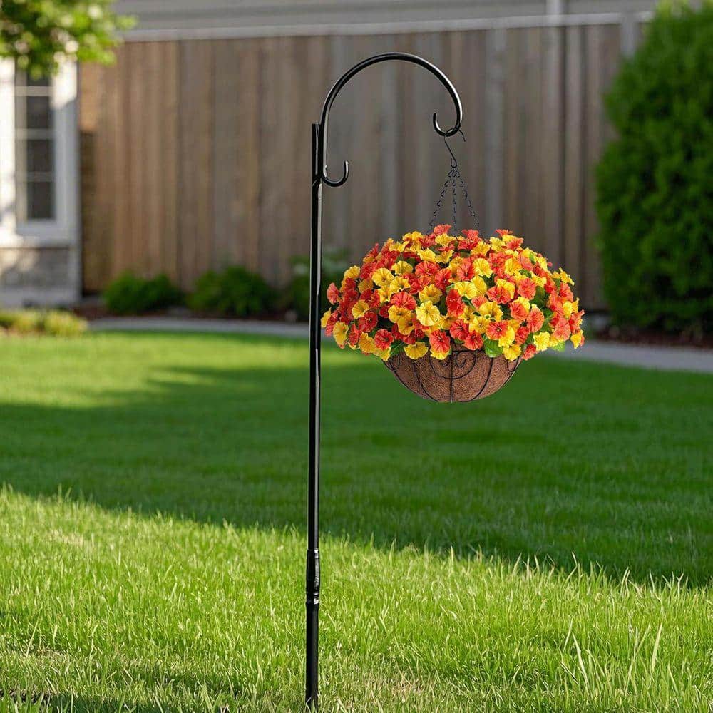20.5 in. Orange Yellow Outdoor Artificial Silk Petunias Flower