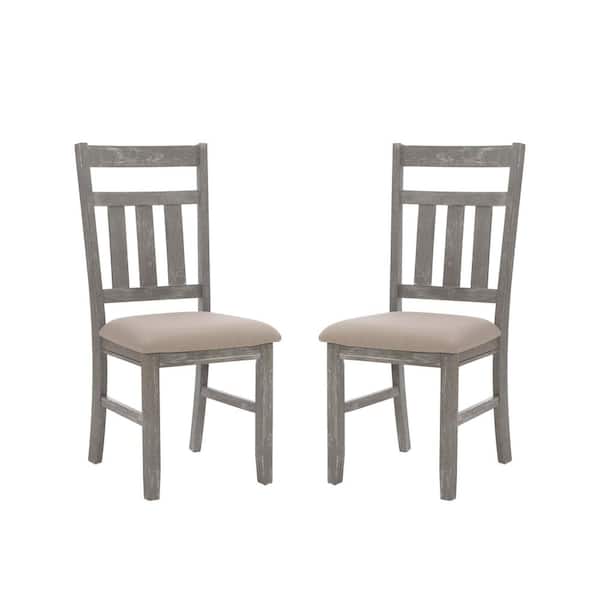 Linon Home Decor Krause Weathered Gray Fabric Seat Dining Side Chair Set of 2