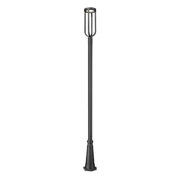 Leland 117.75 in. 1-Light Sand Black Aluminum Hardwired Outdoor Marine Grade Post Mounted Light with Integrated LED