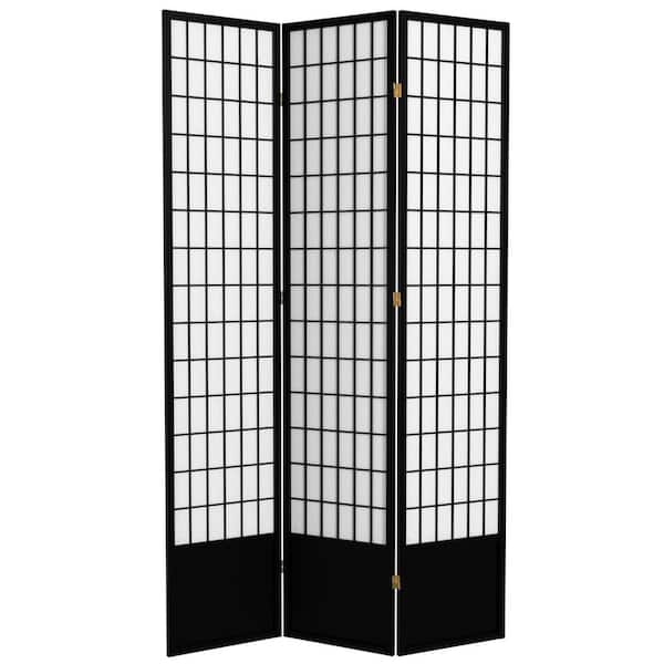 Oriental Furniture 7 ft. Black 3-Panel Room Divider