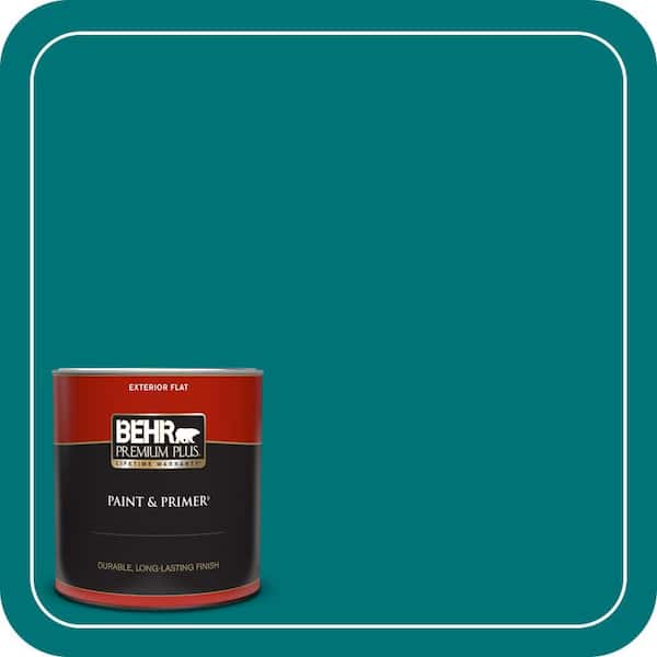 BEHR PREMIUM PLUS 1 qt. #T15-3 Essential Teal Flat Exterior Paint & Primer