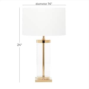 24 in. Gold Metal Task and Reading Table Lamp with Clear Glass Body