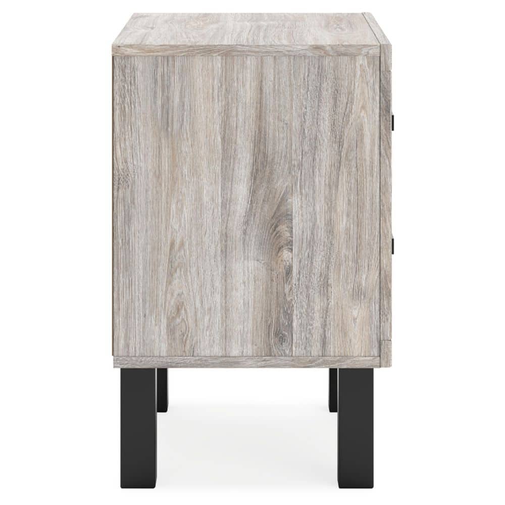 Contemporary Black and Gray 2-Drawer Nightstand with Matte Handles