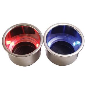LED Flush Mount Combo Drink Holder with Drain - Red