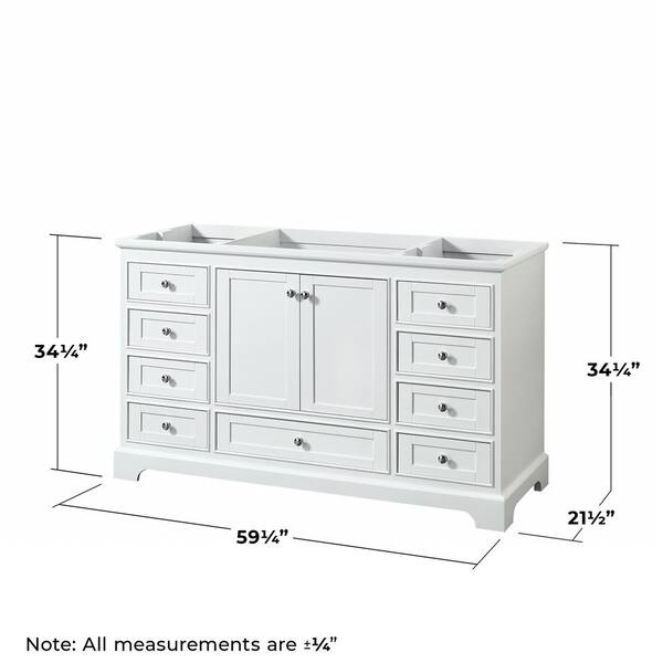 Deborah 59.25 in. W x 21.5 in. D Vanity Cabinet in White