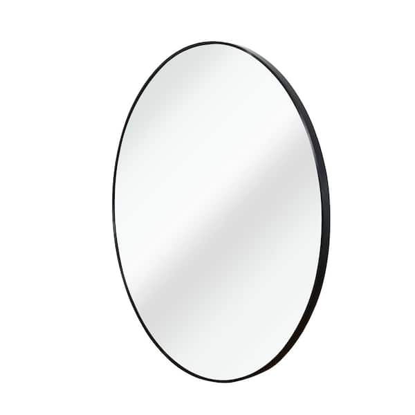 Black 16 in. W x 16 in. H Classic Round Aluminum Alloy Metal Framed Mirror