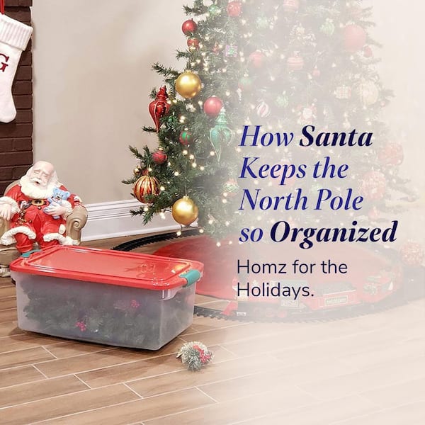 HOLIDAY 6冊 HOMZ 64-Qt. Holiday Seasonal Decor Plastic Storage Tote Bin
