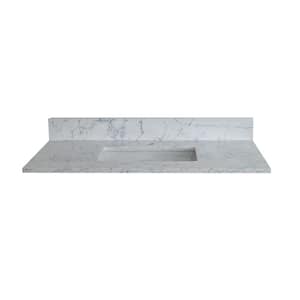 43 in. W x 22 in. D Engineered Stone Composite Vanity Top in Marble White Color with White Rectangular Single Sink
